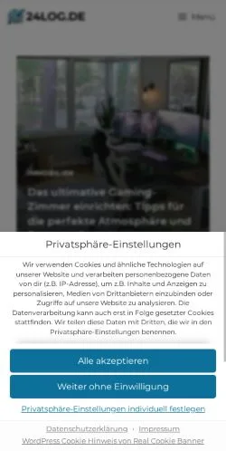 Forhåndsvisning av nettstedet 24log, medium fra Tyskland for sponsede artikler