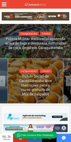 Anteprima del sito Tamoios News, media di Brasile per articoli sponsorizzati