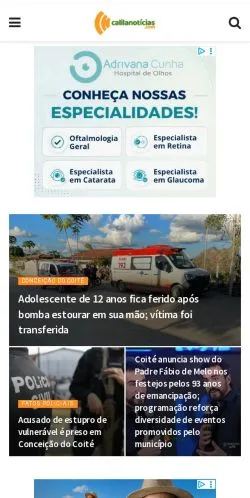 스폰서 기사용 포르투갈 매체 Calila Noticias 사이트 미리보기