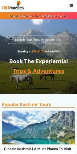Anteprima del sito Cliffhangers India, media di Stati Uniti per articoli sponsorizzati