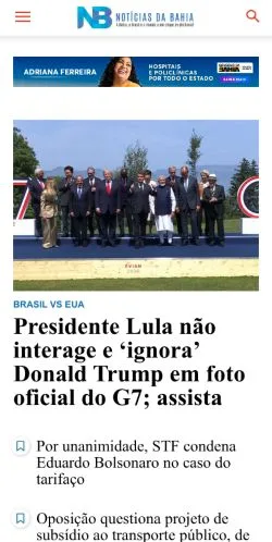 Anteprima del sito Notícias da Bahia, media di Brasile per articoli sponsorizzati