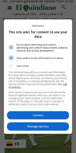 Anteprima del sito El Quindiano, media di Spagna per articoli sponsorizzati