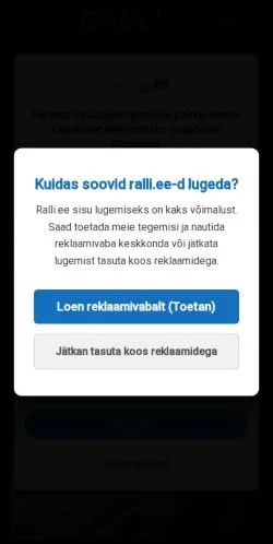 Voorbeeld van de site Ralli, medium uit Estland voor gesponsorde artikelen