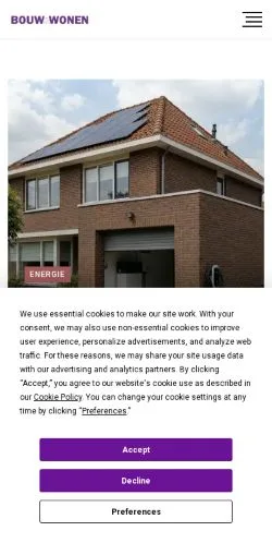 Anteprima del sito Bouw & Wonen, media di Paesi Bassi per articoli sponsorizzati