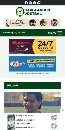 Podgląd witryny Haaglanden Voetbal, medium z kraju Holandia do artykułów sponsorowanych