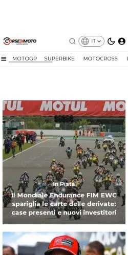Voorbeeld van de site Corsedimoto, medium uit Italië voor gesponsorde artikelen