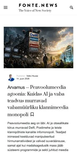 Anteprima del sito Fonte News, media di Estonia per articoli sponsorizzati