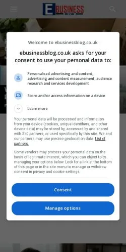 Anteprima del sito eBusiness Blog, media di Regno Unito per articoli sponsorizzati