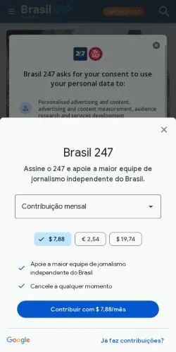 Aperçu du site Brasil 247, média de Brésil pour articles sponsorisés
