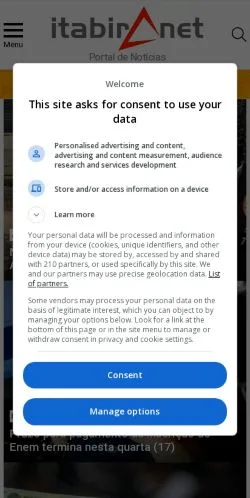 Anteprima del sito ItabiraNet, media di Brasile per articoli sponsorizzati