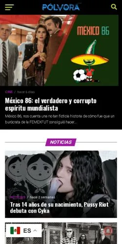 스폰서 기사용 멕시코 매체 Pólvora 사이트 미리보기
