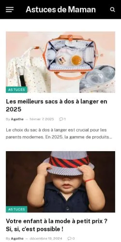 Pré-visualização do site Astuces Maman, meio de França para artigos patrocinados