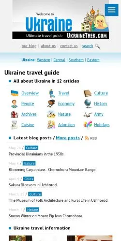 Podgląd witryny UkraineTrek, medium z kraju Stany Zjednoczone do artykułów sponsorowanych