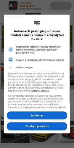 Aperçu du site Autoasas, média de Lituanie pour articles sponsorisés