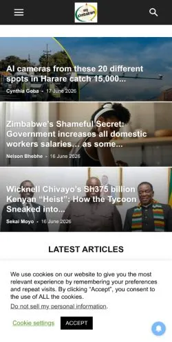 스폰서 기사용 미국 매체 My Zimbabwe News 사이트 미리보기