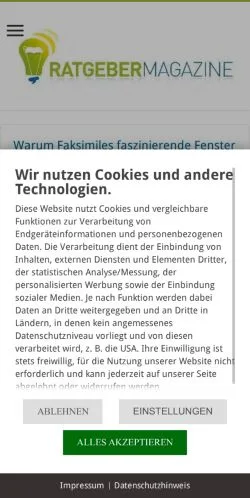 Anteprima del sito Ratgeber-Magazin, media di Germania per articoli sponsorizzati