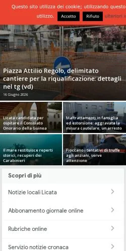 Förhandsvisning av webbplatsen Licatanet, medium i Italien för sponsrade artiklar