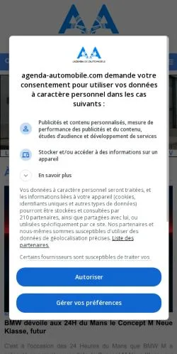 스폰서 기사용 프랑스 매체 Agenda Automobile 사이트 미리보기