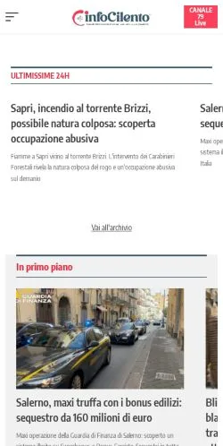 Voorbeeld van de site InfoCilento, medium uit Italië voor gesponsorde artikelen