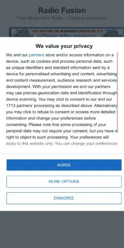 スポンサード記事向けのイタリアメディア、Radio Fusionのサイトプレビュー