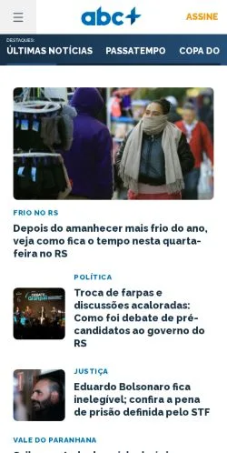 Pré-visualização do site abc+, meio de Brasil para artigos patrocinados
