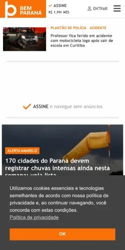Podgląd witryny Bem Paraná, medium z kraju Brazylia do artykułów sponsorowanych