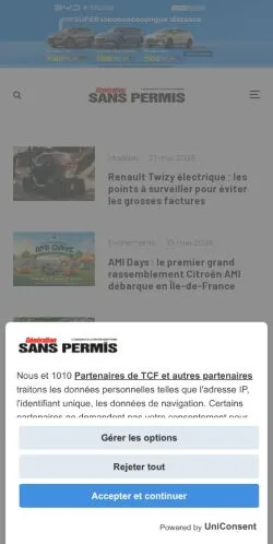 Aperçu du site Génération Sans Permis, média de France pour articles sponsorisés