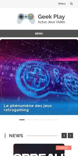 Anteprima del sito Geek Play, media di Francia per articoli sponsorizzati