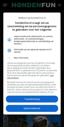 Anteprima del sito Hondenfun, media di Paesi Bassi per articoli sponsorizzati