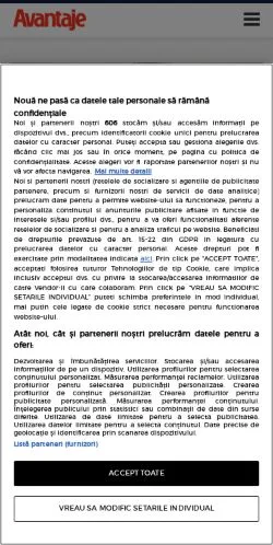 Anteprima del sito Avantaje, media di Romania per articoli sponsorizzati
