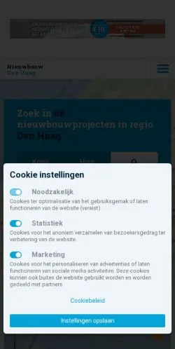 Aperçu du site Nieuwbouw Den Haag, média de Pays-Bas pour articles sponsorisés