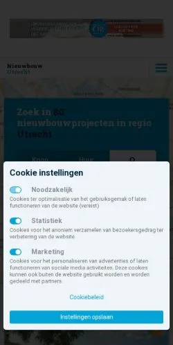 Podgląd witryny Nieuwbouw Utrecht, medium z kraju Holandia do artykułów sponsorowanych