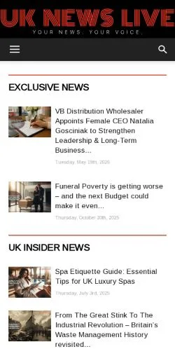 Anteprima del sito UK News Blog, media di Regno Unito per articoli sponsorizzati