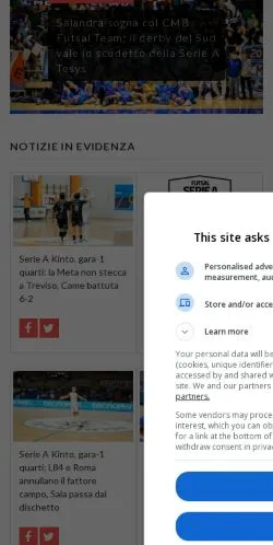 Voorbeeld van de site Calcio A 5 Live, medium uit Verenigde Staten voor gesponsorde artikelen