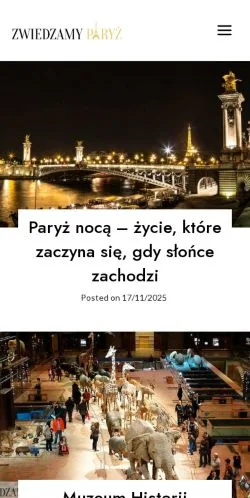Anteprima del sito ZwiedzamyParyż, media di Polonia per articoli sponsorizzati