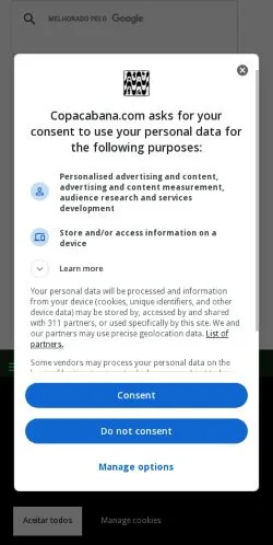 スポンサード記事向けのブラジルメディア、Copacabana Ipanema Leblonのサイトプレビュー
