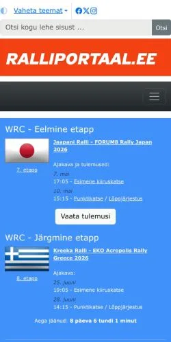 스폰서 기사용 에스토니아 매체 Ralliportaal 사이트 미리보기