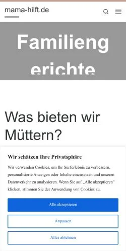 Anteprima del sito Mama Hilft, media di Germania per articoli sponsorizzati