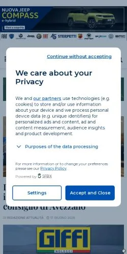 Voorbeeld van de site MarsicaLive, medium uit Italië voor gesponsorde artikelen