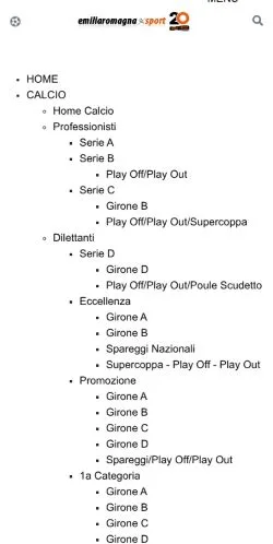 Anteprima del sito Emilia Romagna Sport, media di Italia per articoli sponsorizzati