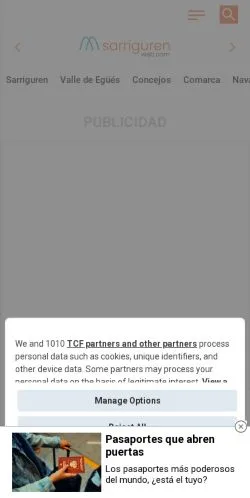 Forhåndsvisning av nettstedet Sarriguren WEB, medium fra Spania for sponsede artikler