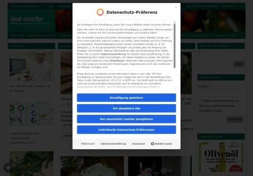 Podgląd witryny Food-Monitor, medium z kraju Niemcy do artykułów sponsorowanych