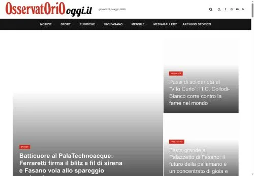 Podgląd witryny Osservatorio Oggi, medium z kraju Włochy do artykułów sponsorowanych