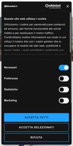 Anteprima del sito Mondiali, media di Italia per articoli sponsorizzati