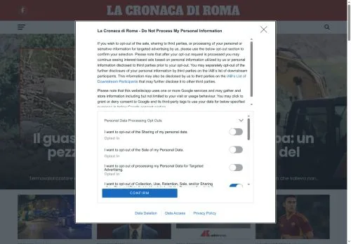 Anteprima del sito La Cronaca Di Roma, media di Italia per articoli sponsorizzati