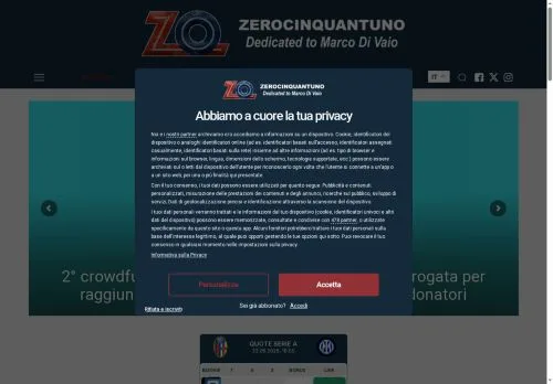 스폰서 기사용 이탈리아 매체 Zerocinquantuno 사이트 미리보기
