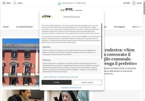 Sponsorlu makaleler için İtalya medyası RuvoLive sitesinin önizlemesi