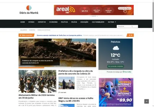 Anteprima del sito Diário da Manhã Pelotas, media di Brasile per articoli sponsorizzati