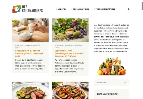 スポンサード記事向けのフランスメディア、Mes Gourmandisesのサイトプレビュー