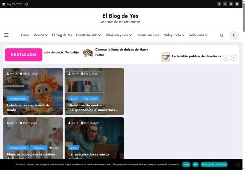 Anteprima del sito El Blog de Yes, media di Messico per articoli sponsorizzati